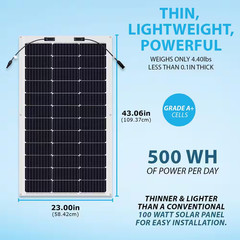 100-Watt 12-Volt, High Efficiency Monocrystalline Flexible Lightweight Solar Pan