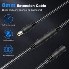 ELECTOP DC 8mm Extension Cable 20Ft, DC 8mm Cord 14AWG DC 8mm Female to Male …