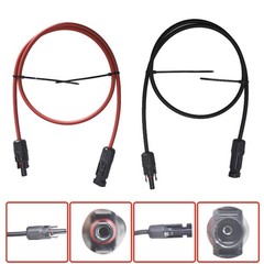 1 Pair 10 AWG 3 Feet Black + Red Solar Panel Extension Cable Wire Connector