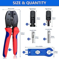 Solar Connector Crimping Tool Kit 60 Piece Male Female IP67 Waterproof 2.5 4 6
