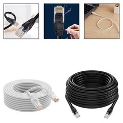 10m CAT 6 Network Cable for High Speed Ethernet Connection White Black
