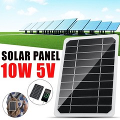 10W 5V Solar Panel USB Power Bank Outdoor Camping Hiking Mobile Phone Charging