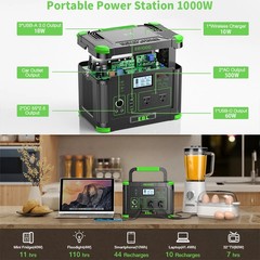 1000W 999Wh Portable Power Station Charger Generator RV LiFePO4 Backup Battery