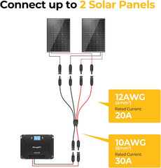 Bougerv Solar Parallel Connectors, 2 to 4 Y Branch 10AWG Cable | Adapter