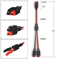 Anderson Y Splitter Cable,12AWG Solar Charging Cable for Solar Generator Power