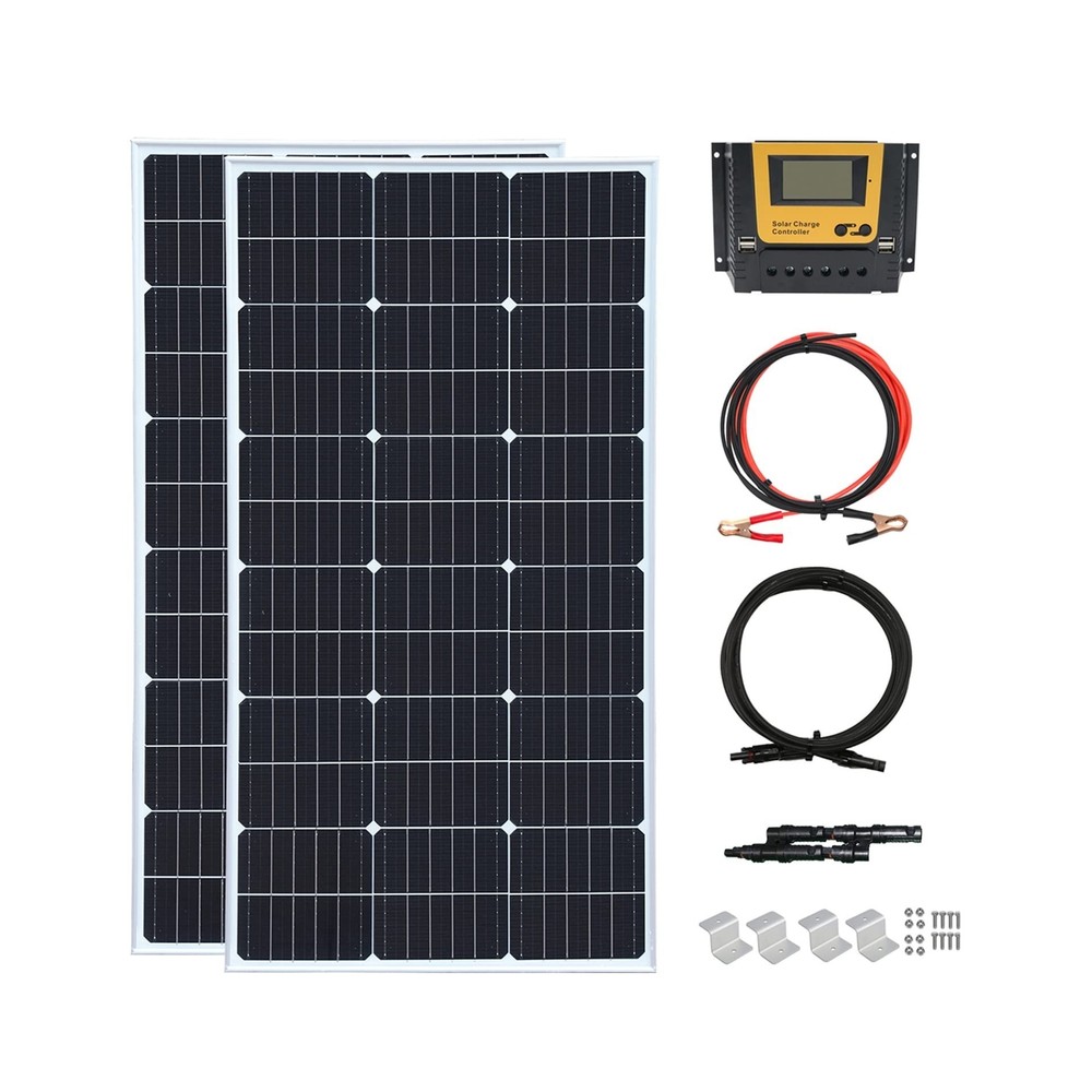 200 Watt 12Volt/24Volt Solar Panel Kit 2X100W Monocrystalline Module 20A Char…