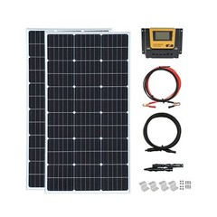 200 Watt 12Volt/24Volt Solar Panel Kit 2X100W Monocrystalline Module 20A Char…