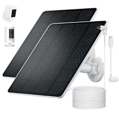 Solar Panel Charger for Ring Cameras – Weatherproof, 5W5V, 3M/9.8FT Cable (2Pack