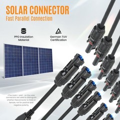 6 to 1 Solar Panel Connector Splitter, 6-Way Y Branch Adapter Cable for Solar Sy