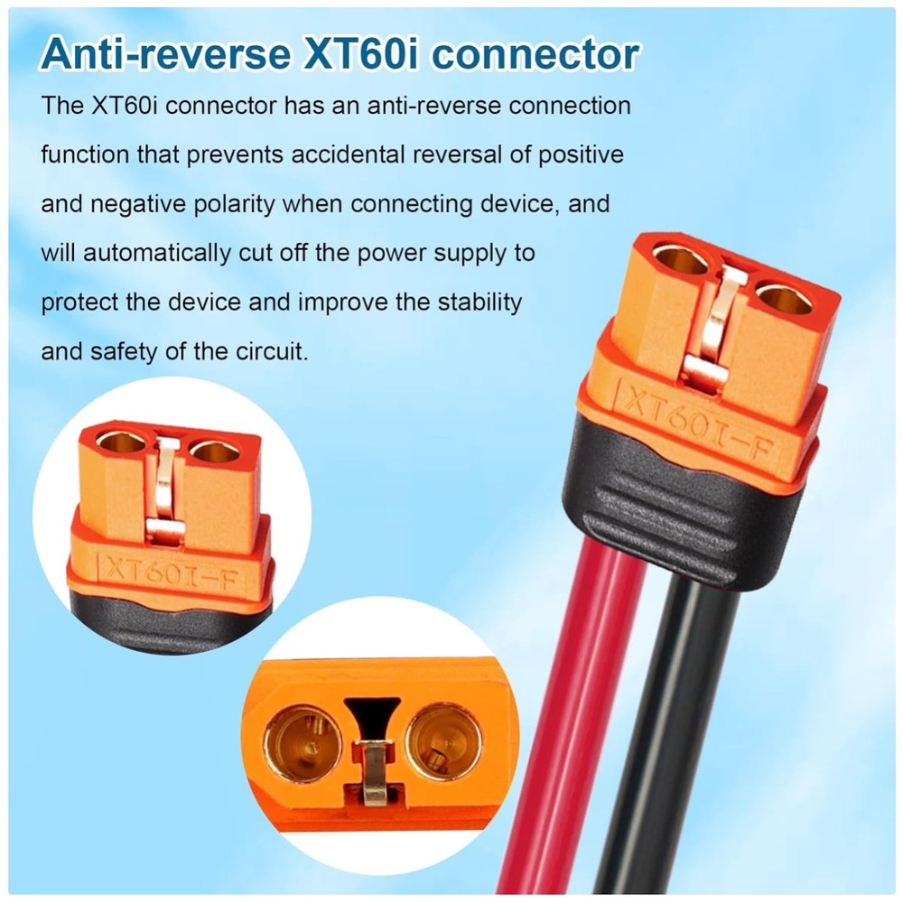 10AWG Solar to XT60i Cable 50FT – Low Loss