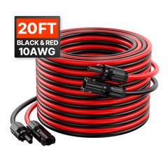 VEVOR 20FT Solar Panel Extension Wire with Female & Male Connectors 10AWG 1 Pair