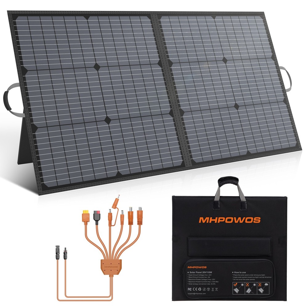 MHPOWOS 110W Solar Panel Charger for Bluetti EB3A Portable Power Station