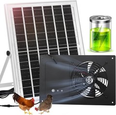 Solar Exhaust Fan W/ Battery & 3H/6H Timer High Speed IP65 Waterproof Solar