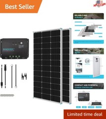 Dual 100W Solar Panels & 30A Charge Controller for RVs and Marine, Easy Install
