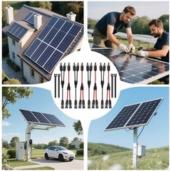 4 Pairs Y Branch Solar Connectors 1 to 2 Parallel PV Adapters 30A Cable Kit 14-1