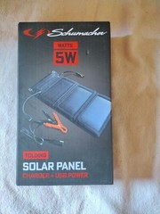 Schumacher SA1589 5W folding solar panel charger + USB power (NEW)