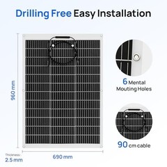 2pcs 130 Watt (260W) 12BB Flexible Solar Panels,23.5% High-Efficiency 2*130W
