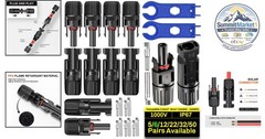 Solar Panel Connectors 12 PCS 10AWG 12AWG 14AWG Male Female Black