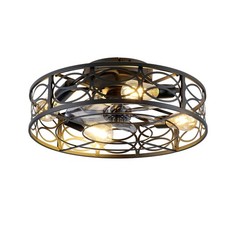 20 Low Profile Caged Ceiling Fans with Remote Control – Flush Mount, 6 Speed