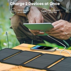 FlexSolar 30W Portable Solar Panel Chargers QC3.0 18W USB-A USB-C Output
