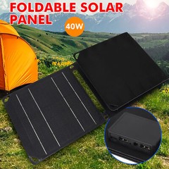 21W Portable Solar Panel Foldable Dual USB Charger For Phone Power Station Black