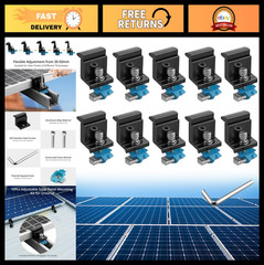 10pcs Adjustable Solar Panel End Clamps for Metal Roofs, RVs, 30-50mm Mounting B