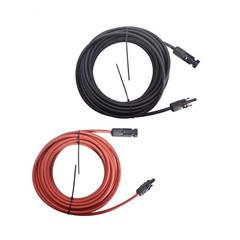 1 Pair Black + Red Solar Panel Extension Cable Wire Connector 25 Feet 10AWG