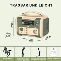500W Portable Power Station; 484Wh Solar Generator Power Pack Battery