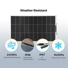 100W Flexible Solar Panel Monocrystalline PV Module For RV Boat Camper Off-Grid