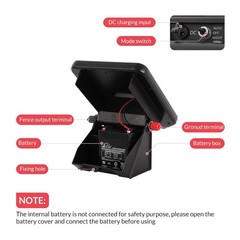 10 Miles Solar Electric Fence Charger with Day/Night Mode, 0.11J Portable Solar