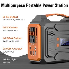 300W Portable Power Station Backup Battery Solar Generator with 60W Solar Panel