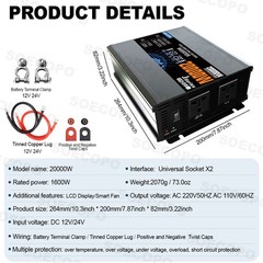 20000W Peak Solar System Kit Flexible Panel DC 12V/24V To AC 110V/220V Inverter