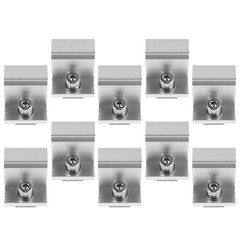 10Pcs Adjustable Aluminum Solar Panel End Clamps Silver Mounting Kit