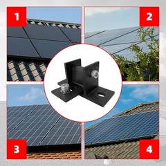 2 Pack Adjustable Solar Panel Tilt Mount Bracket Base, Tilt Angle 10-60 Flat Roo