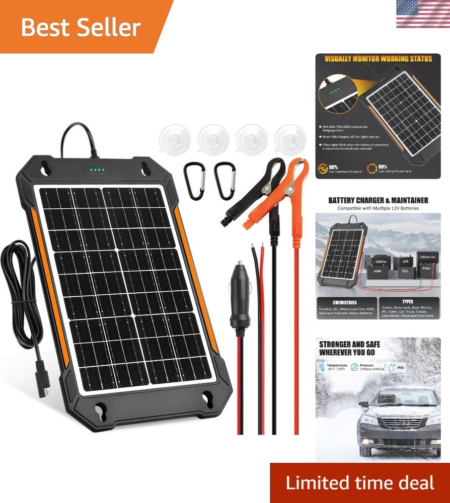 Weatherproof 12V Solar Trickle Charger with Smart MPPT Controller – 1 Count