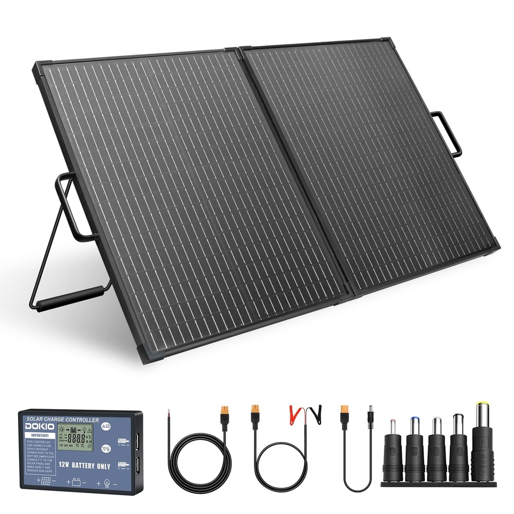 100W 12V Portable Solar Panels Suitcase with Waterproof 10A Charge Controller…