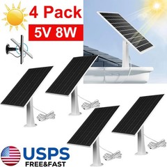 4 Pack Solar Panel for Ring Spotlight Camera/Stick Up Cam Battery Charger 8W 5V