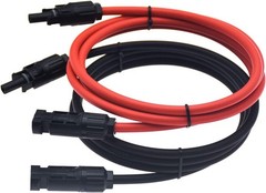 1 Pair Black + Red 10AWG(6mm²) Solar Panel Extension Cable Wire Connectors 5ft-2
