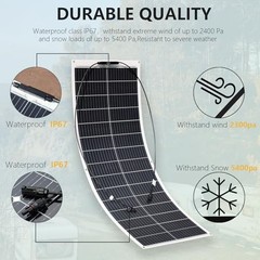 Flexible Solar Panel 100W 12V Monocrystalline Solar Cell Fiberglass White