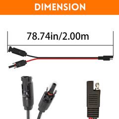 6FT 16AWG SAE To Solar Adapter Cable RV Solar Panel Outdoor Power Connector Wire