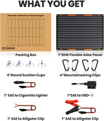 20W 12V Solar Panel Charger Kit with Built-In Charge Controller – Portable Water