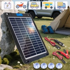 15W Solar Battery Trickle Charger&Maintainer Solar Panel Kit 12V/18V Car Camping