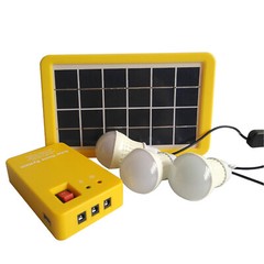 USB Solar Power Panel Generator Kit 5V Charger Home System 3 LED Bulbs Light