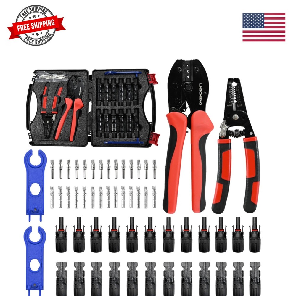 Solar MC4 Connector Crimping Tool Kit for Solar Panel Cable Assembly,14-10 AW…