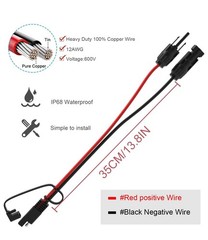 Solar Extension Cable – 10AWG, 30Cm with 2 SAE Polarity Reverse Adapters
