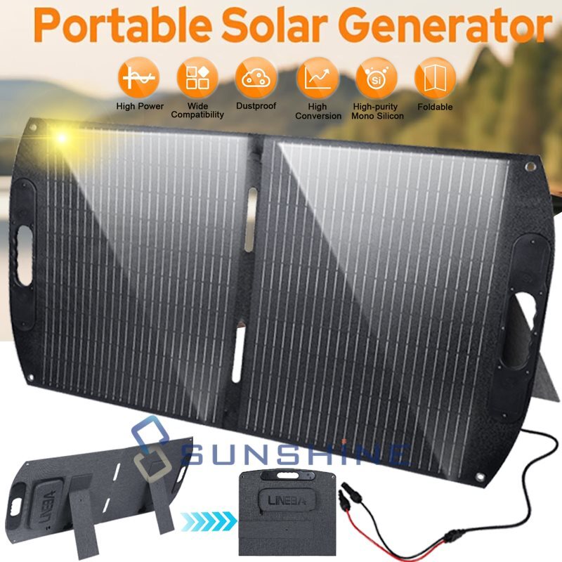 100W 12V Solar Panel Folding Case Mono High Efficiency PV for Sunshed/RV/Home