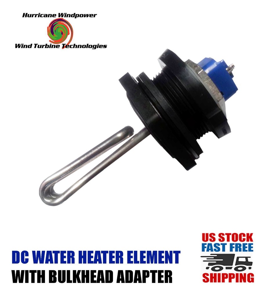 DC Water Heater Element 12 Volt 250 Watt w/Bulkhead Adapter Solar Water Heating