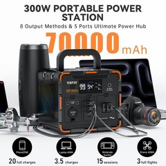 300W Portable Power Station, Solar Generator 259Wh, 70,000mAh LiFePO4 Battery…