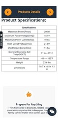 Rich Solar Mega 200 Watt 12 Volt Monocrystaline Solar Panel with Z brackets