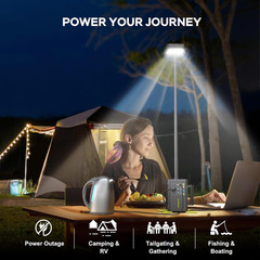 118Wh Solar Generator with Telescopic Camping Lights 32000Mah 160W Max Portable